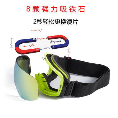 中国 マグネット交換可能なレンズ スキーメガネ 大きな球状の吸着型二層眼鏡 雪山のフロントガラス 防霧 サプライヤー